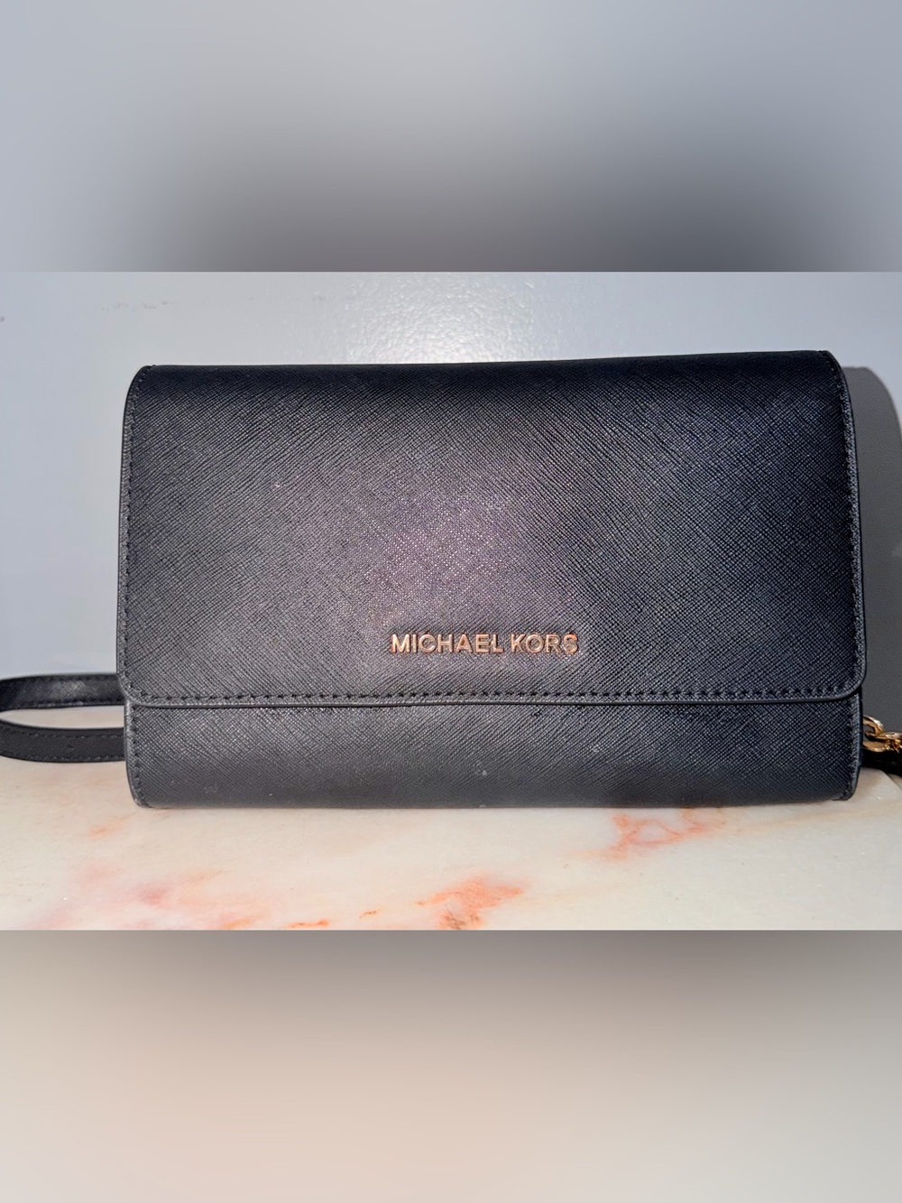 Michael Kors Black Saffiano Leather Wristlet Wallet